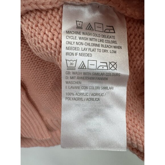 Candace Cameron Bure Pink Palm Tree Cardigan Sweater Size Small - Picture 9 of 10